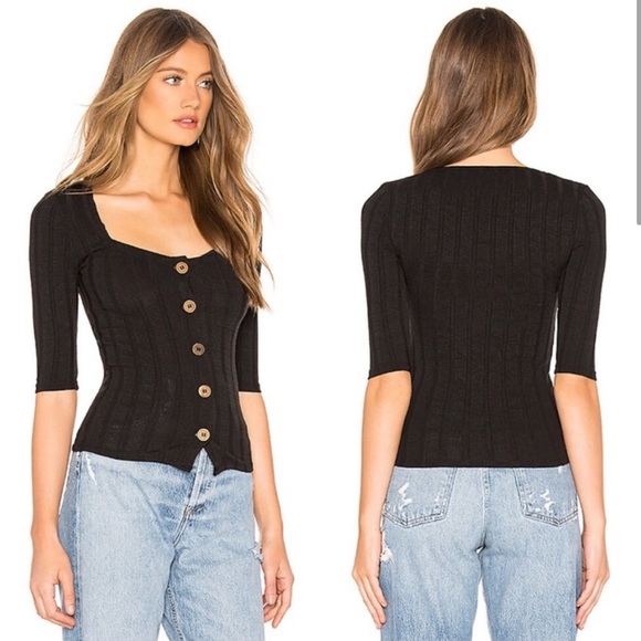 Free people Central Park black cardi ribbed top - Picture 4 of 8
